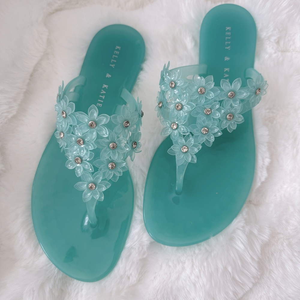 Kelley & Katie jelly floral with Crystal sandals size 7. New in box. Never worn.